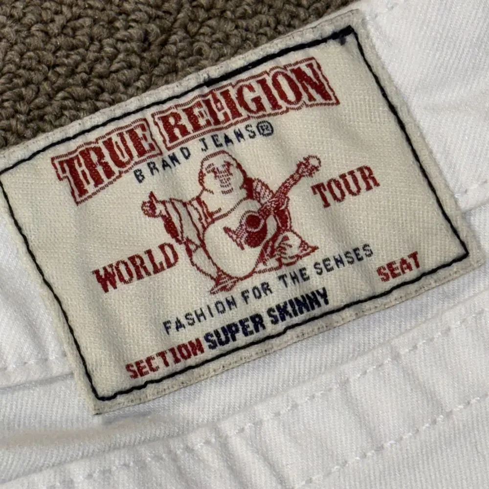 True Religion Lace Up Sides Jeans Men’s White Skinny Clean 34x26